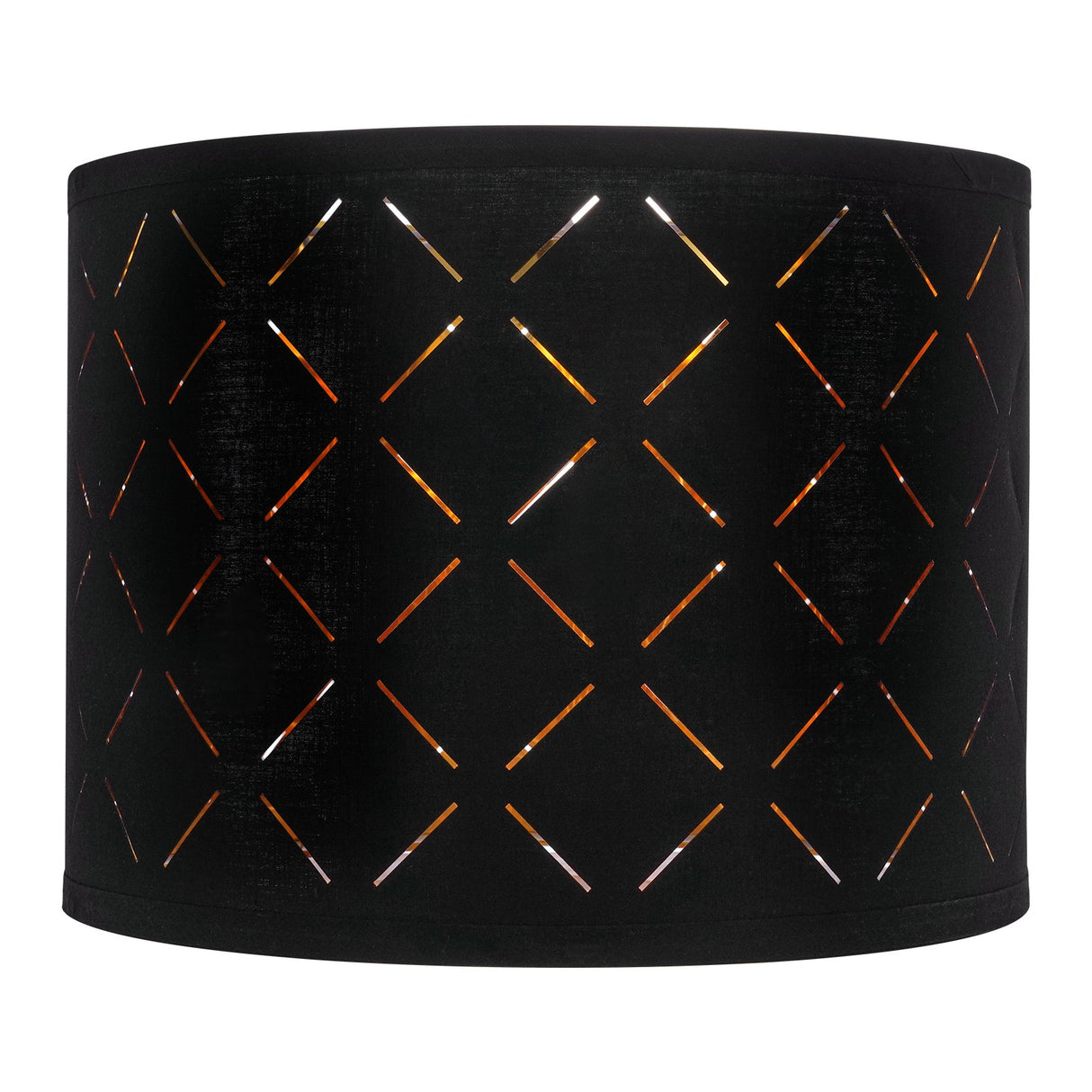 Drum Lamp Shade 2 Set, 33 cm Top x 33 cm Bottom x 25 cm High, Medium Drum Lampshade with Harp, Replacement Lamp Shade for Table Lamps Floor Lamps Pendant Lights, Black Diamond Hollow Design