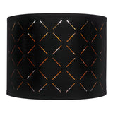 Drum Lamp Shade 2 Set, 33 cm Top x 33 cm Bottom x 25 cm High, Medium Drum Lampshade with Harp, Replacement Lamp Shade for Table Lamps Floor Lamps Pendant Lights, Black Diamond Hollow Design