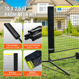 VEVOR Badminton Net, Height Adjustable Volleyball Net, 10ft Wide Foldable Pickleball Net, Portable Easy Setup Tennis Net Set with Poles, Stand and Carry Bag, for Kids Backyard Game Indoor Outdoor Use - Top-Down View