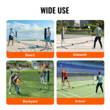 VEVOR Badminton Net, Height Adjustable Volleyball Net, 10ft Wide Foldable Pickleball Net, Portable Easy Setup Tennis Net Set with Poles, Stand and Carry Bag, for Kids Backyard Game Indoor Outdoor Use - Rear View
