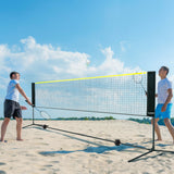 VEVOR Badminton Net, Height Adjustable Volleyball Net, 10ft Wide Foldable Pickleball Net, Portable Easy Setup Tennis Net Set with Poles, Stand and Carry Bag, for Kids Backyard Game Indoor Outdoor Use - Low Angle