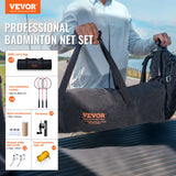 VEVOR Badminton Net Set, Outdoor Backyard Beach Park Badminton Net, Portable Badminton Equipment Set, Adults Kids Badminton Net with Poles, Carrying Bag, 4 Iron Rackets, and 3 Nylon Shuttlecocks - Front View
