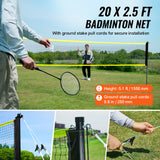 VEVOR Badminton Net Set, Outdoor Backyard Beach Park Badminton Net, Portable Badminton Equipment Set, Adults Kids Badminton Net with Poles, Carrying Bag, 4 Iron Rackets, and 3 Nylon Shuttlecocks - Side View
