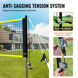 VEVOR Badminton Net Set, Outdoor Backyard Beach Park Badminton Net, Portable Badminton Equipment Set, Adults Kids Badminton Net with Poles, Carrying Bag, 4 Iron Rackets, and 3 Nylon Shuttlecocks - 45-Degree Angle