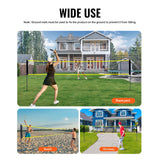 VEVOR Badminton Net Set, Outdoor Backyard Beach Park Badminton Net, Portable Badminton Equipment Set, Adults Kids Badminton Net with Poles, Carrying Bag, 4 Iron Rackets, and 3 Nylon Shuttlecocks - Rear View