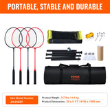 VEVOR Badminton Net Set, Outdoor Backyard Beach Park Badminton Net, Portable Badminton Equipment Set, Adults Kids Badminton Net with Poles, Carrying
