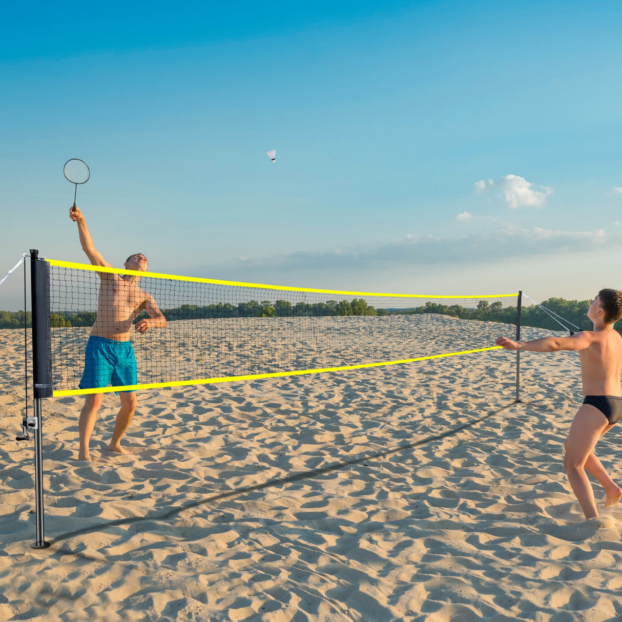 VEVOR Badminton Net Set, Outdoor Backyard Beach Park Badminton Net, Portable Badminton Equipment Set, Adults Kids Badminton Net with Poles, Carrying
