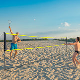VEVOR Badminton Net Set, Outdoor Backyard Beach Park Badminton Net, Portable Badminton Equipment Set, Adults Kids Badminton Net with Poles, Carrying Bag, 4 Iron Rackets, and 3 Nylon Shuttlecocks - Low Angle