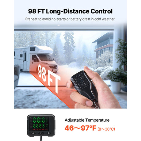 Diesel Air Heater, 8 kW DC12-24V, Fast Heating Diesel Parking Heater with Remote Control and Color Digital, image 4