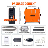 VEVOR Diesel Air Heater, 12V 5KW All-on-one Diesel Heater with Remote Control and LCD Display, 5L Fuel Tank Portable Diesel Parking Heater, Rapid Heating for RV Trailer Camper Van Boat And Indoors - Close-Up Angle