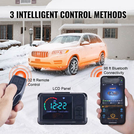 8 KW Diesel Air Heater, Bluetooth App Control All-on-one Diesel Heater with Automatic Altitude Adjustment,, Remote Control