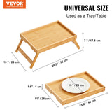 Bed Tray Table with Foldable Legs, Bamboo Breakfast Tray for Sofa, Bed, Eating, Snacking, and Working, Folding Serving Laptop Desk Tray, Portable Food Snack Platter for Picnic, 40x28 cm