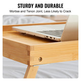 Bed Tray Table with Foldable Legs, Bamboo Breakfast Tray for Sofa, Bed, Eating, Snacking, and Working, Folding Serving Laptop Desk Tray, Portable Food Snack Platter for Picnic, 40x28 cm - Top-Down View