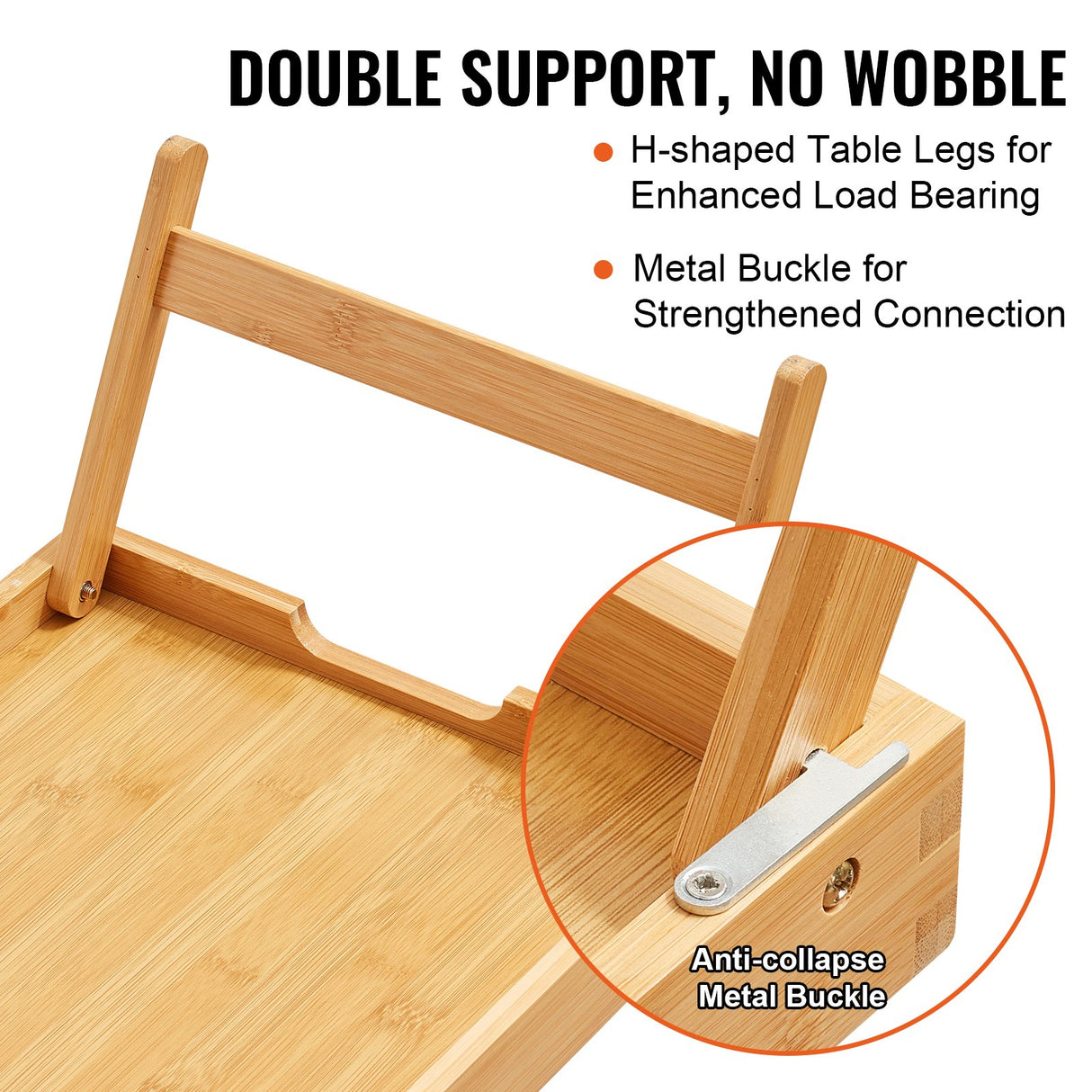Bed Tray Table with Foldable Legs, Bamboo Breakfast Tray for Sofa, Bed, Eating, Snacking, and Working, Folding Serving Laptop Desk Tray, Portable Food Snack Platter for Picnic, 40x28 cm