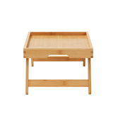 Bed Tray Table with Foldable Legs, Bamboo Breakfast Tray for Sofa, Bed, Eating, Snacking, and Working, Folding Serving Laptop Desk Tray, Portable Food Snack Platter for Picnic, 40x28 cm