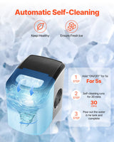 VEVOR Portable Countertop Ice Maker 33Lbs/24H Self-Cleaning with Scoop Basket - Top-Down View