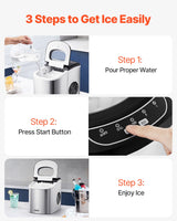 VEVOR Portable Countertop Ice Maker 33Lbs/24H Self-Cleaning with Scoop Basket - 45-Degree Angle