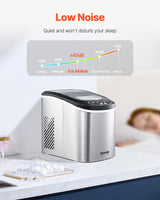 VEVOR Portable Countertop Ice Maker 33Lbs/24H Self-Cleaning with Scoop Basket - Rear View