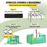 VEVOR 12\'x 8\'x 8\' Pop-Up Greenhouse, Set Up in Minutes, Portable Greenhouse with Doors & Windows. High Strength PE Cover & Powder-Coated Steel Construction - Side View