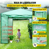 VEVOR 12\'x 8\'x 8\' Pop-Up Greenhouse, Set Up in Minutes, Portable Greenhouse with Doors & Windows. High Strength PE Cover & Powder-Coated Steel Construction - 45-Degree Angle
