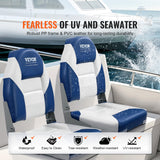 VEVOR Boat Seats, 555 mm High Back Boat Seat, Folding Boat Chair with Thickened Sponge Padding and Hinge, Fold-Down Boat Captain Chairs for Fishing Boat, Sightseeing Boat, Speedboat, Canoe, 2-Pack - Top-Down View