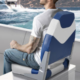 VEVOR Boat Seats, 555 mm High Back Boat Seat, Folding Boat Chair with Thickened Sponge Padding and Hinge, Fold-Down Boat Captain Chairs for Fishing Boat, Sightseeing Boat, Speedboat, Canoe, 2-Pack - Low Angle