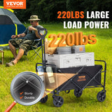 Collapsible Folding Wagon, 2 cu.ft Grass Wagon Cart with All-Terrain 5in Wheels, Heavy Duty Folding Wagon Cart 220 lbs Weight Capacity with Drink Holders, Sports Wagon for Camping, Shopping, Gar