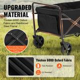 Collapsible Folding Wagon, 2 cu.ft Grass Wagon Cart with All-Terrain 5in Wheels, Heavy Duty Folding Wagon Cart 220 lbs Weight Capacity with Drink Holders, Sports Wagon for Camping, Shopping, Gar