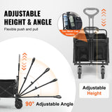 Collapsible Folding Wagon, 2 cu.ft Grass Wagon Cart with All-Terrain 5in Wheels, Heavy Duty Folding Wagon Cart 220 lbs Weight Capacity with Drink Holders, Sports Wagon for Camping, Shopping, Gar