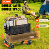 VEVOR Foldable Double Decker Wagon, 400L Collapsible Wagon Cart with All-Terrain Wheels, Heavy Duty Folding Wagon Cart 350-450 lb Weight Capacity for Camping, Shopping, Garden, 52