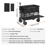 VEVOR Foldable Double Decker Wagon, 400L Collapsible Wagon Cart with All-Terrain Wheels, Heavy Duty Folding Wagon Cart 350-450 lb Weight Capacity for Camping, Shopping, Garden, 52