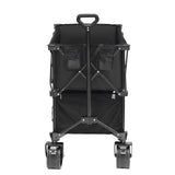 Foldable Double Decker Wagon, 400L Collapsible Wagon Cart with All-Terrain Wheels, Heavy Duty Folding Wagon Cart 350-450 lb Weight Capacity for Camping, Shopping, Garden, 52" Extra Long Extender