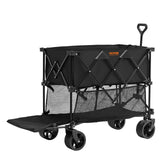 VEVOR Foldable Double Decker Wagon, 400L Collapsible Wagon Cart with All-Terrain Wheels, Heavy Duty Folding Wagon Cart 350-450 lb Weight Capacity for Camping, Shopping, Garden, 52