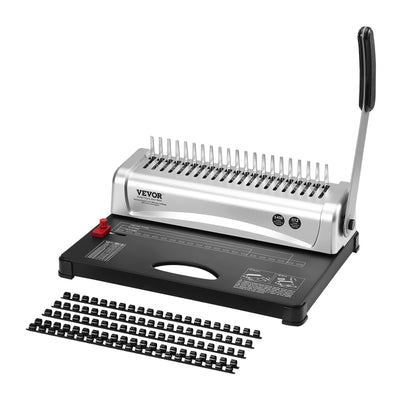 VEVOR Binding Machine, Comb Binding Machine 21-Holes Binding 450 Sheets, Book Binder Machine with 100 PCS 3/8'' Comb Binding Spines, for Letter Size,