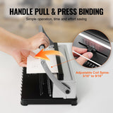 VEVOR Coil Spiral Binding Machine, Manual Book Maker 34-Holes Binding 120 Sheets, Punch Binder with Adjustable 3/16