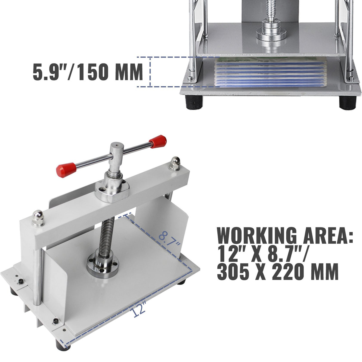 VEVOR Manual Paper Press Machine, 12x8.6 inch for A4 Sized Papers Flatting Machine, 10cm Thickness Steel Frame Manual Flat Paper Press Machine,