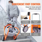 VEVOR Drain Cleaner Machine 75FT x 3/8 Inch Auto Feed with Wheels & 8 Cutters - Rear View