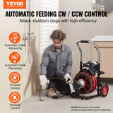 VEVOR Drain Cleaner Machine Electric Drain Auger 100FT x 3/8 In Auto Feed - Front View