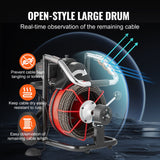 VEVOR Drain Cleaner Machine Electric Drain Auger 100FT x 3/8 In Auto Feed - Top-Down View