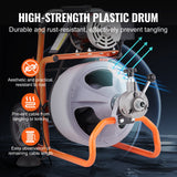 Drain Cleaner Machine 100FT x 3/8 Inch, Auto Feed Sewer Snake Drain Auger on Wheels, Portable Drain Cleaning Machine with 8 Cutters & Air-activated Foot Switch for 2" to 4" Pipes