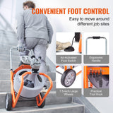 Drain Cleaner Machine 100FT x 3/8 Inch, Auto Feed Sewer Snake Drain Auger on Wheels, Portable Drain Cleaning Machine with 8 Cutters & Air-activated Foot Switch for 2" to 4" Pipes