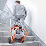 VEVOR Drain Cleaner Machine 100FT x 3/8 Inch, Auto Feed Sewer Snake Drain Auger on Wheels, Portable Drain Cleaning Machine with 8 Cutters & Air-activated Foot Switch for 2