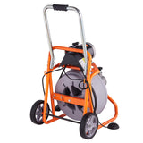 Drain Cleaner Machine 100FT x 1/2 Inch, Auto Feed Sewer Snake Drain Auger on Wheels, Portable Drain Cleaning Machine with 8 Cutters & Air-activated Foot Switch for 2