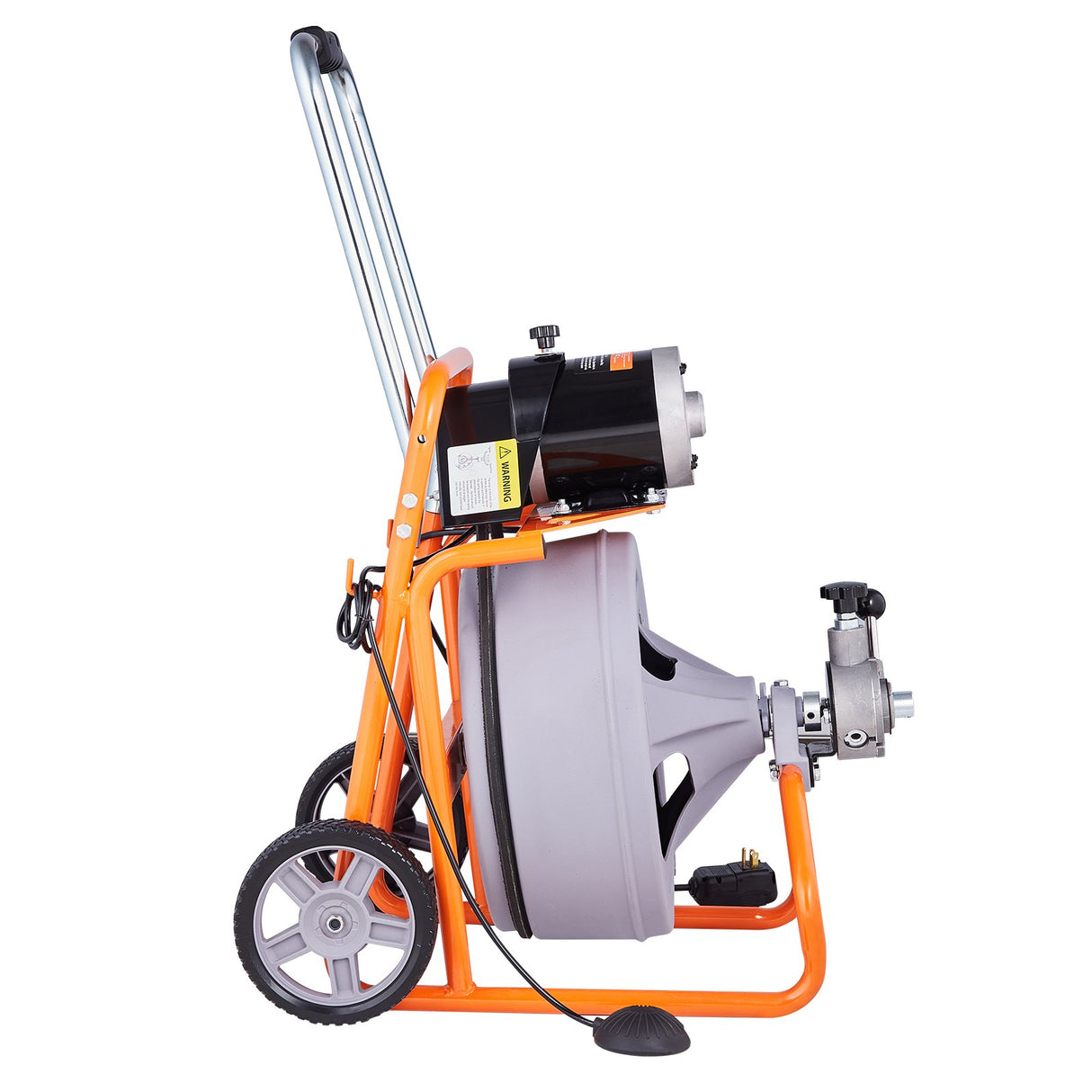 Drain Cleaner Machine 100FT x 1/2 Inch, Auto Feed Sewer Snake Drain Auger on Wheels, Portable Drain Cleaning Machine with 8 Cutters & Air-activated Foot Switch for 2" to 4" Pipes