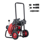Drain Cleaner Machine 22m x 13mm, Auto Feed Sewer Snake Auger on Wheels, Portable Drain Cleaning Machine with
