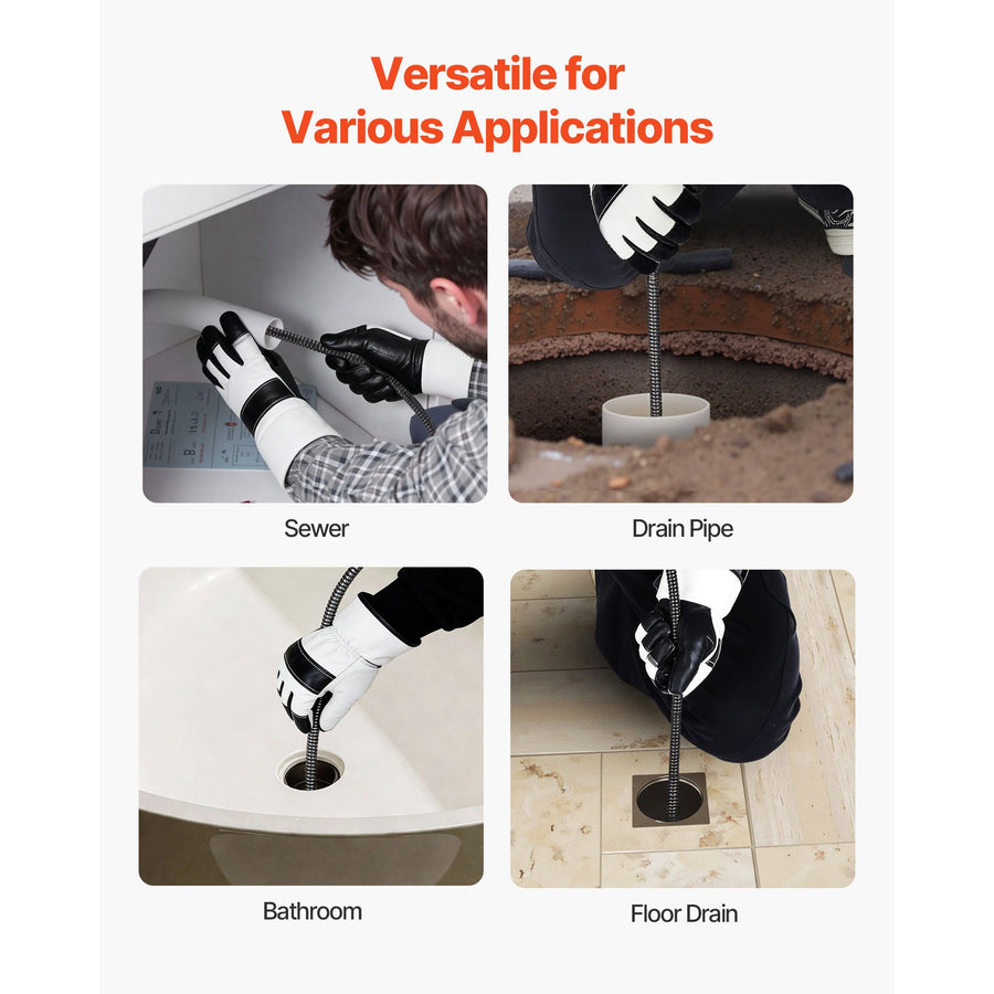 Drain Cleaner Machine 22m x 13mm, Auto Feed Sewer Snake Auger on Wheels, Portable Drain Cleaning Machine with, image 6