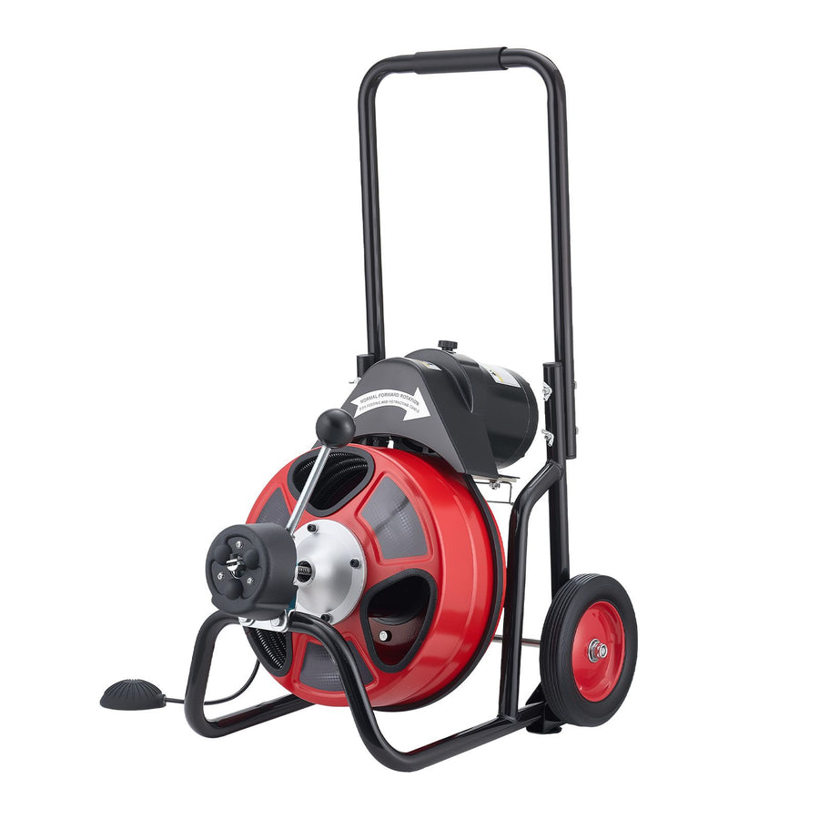 Drain Cleaner Machine 15m x 13mm, Auto Feed Sewer Snake Auger on Wheels, Portable Drain Cleaning Machine with, image 12