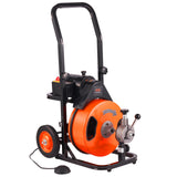 VEVOR Drain Cleaning Machine 50 FT x 1/2 Inch, Sewer Snake Machine Auto Feed, Drain Auger Cleaner with 4 Cutter & Air-Activated Foot Switch for 1" to