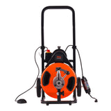 VEVOR Drain Cleaning Machine 50 FT x 1/2 Inch, Sewer Snake Machine Auto Feed, Drain Auger Cleaner with 4 Cutter & Air-Activated Foot Switch for 1" to