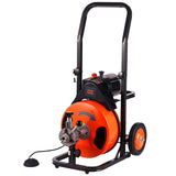 VEVOR Drain Cleaning Machine 50 FT x 1/2 Inch, Sewer Snake Machine Auto Feed, Drain Auger Cleaner with 4 Cutter & Air-Activated Foot Switch for 1" to